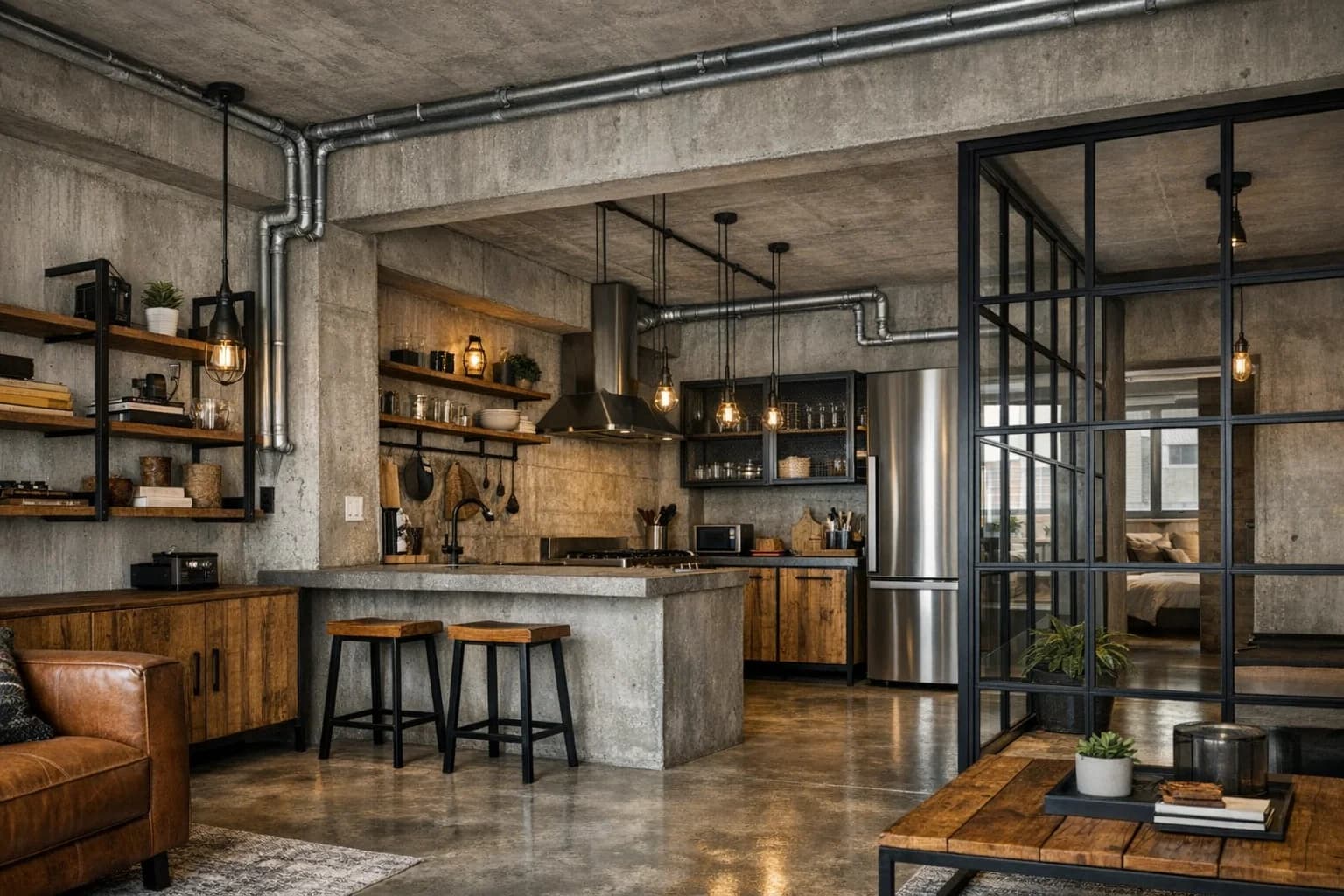 Descubra a Tríade do Estilo Industrial: Madeira, Ferro e Concreto