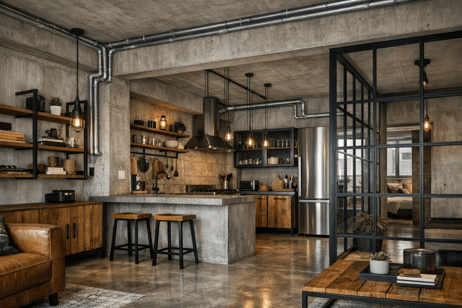 Descubra a Tríade do Estilo Industrial: Madeira, Ferro e Concreto