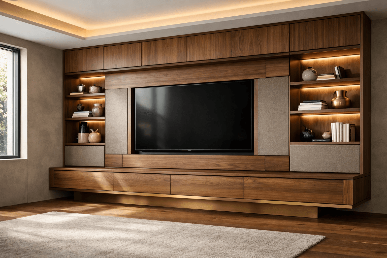 Som Embutido e Marcenaria: Design de Living Integrado